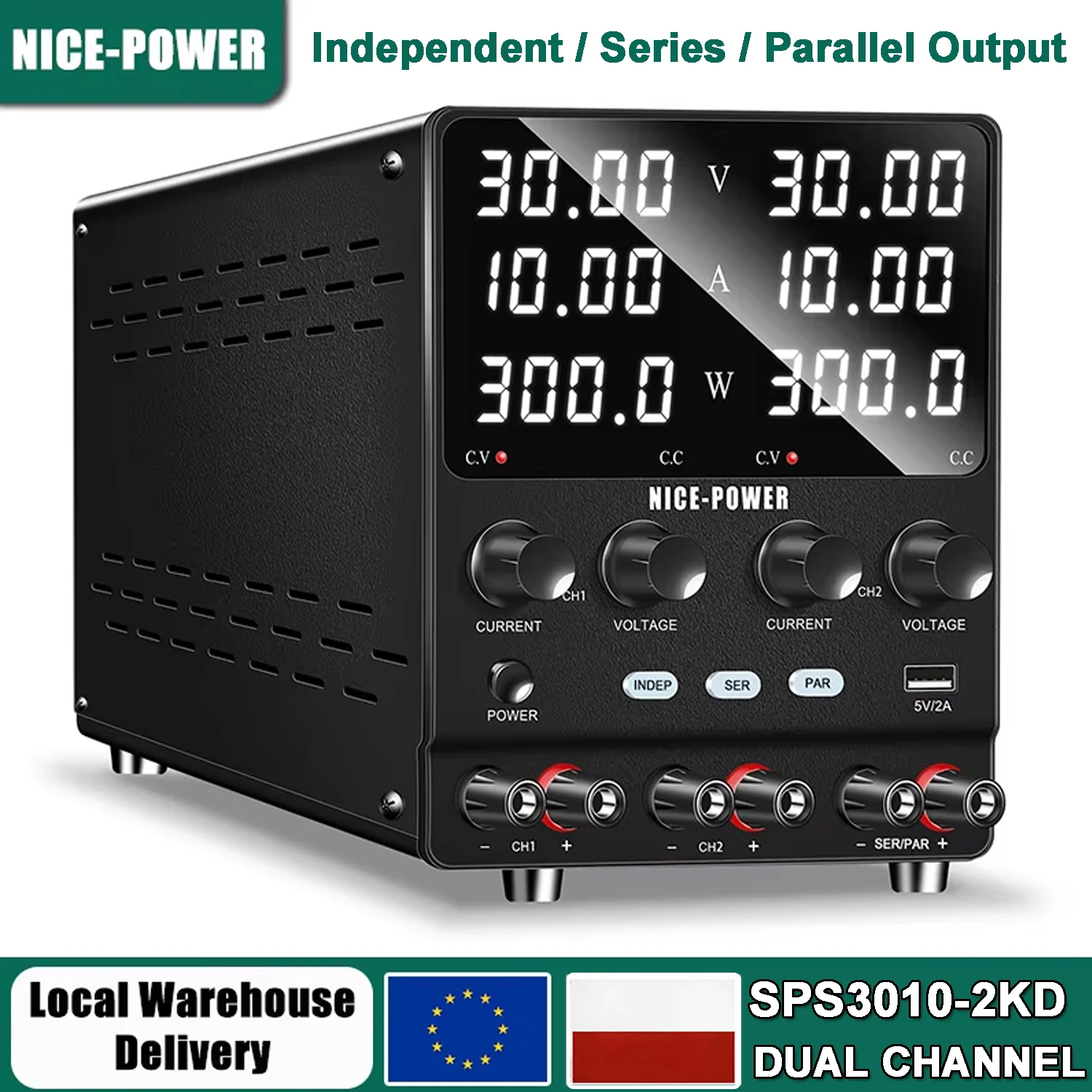 Multi-Ausgang Einstellbares DC-Netzteil Positiv-Negativ-Spannungsquelle 30V 60V 120V PAR SER INDEP DIY PCB Reparatur Testen