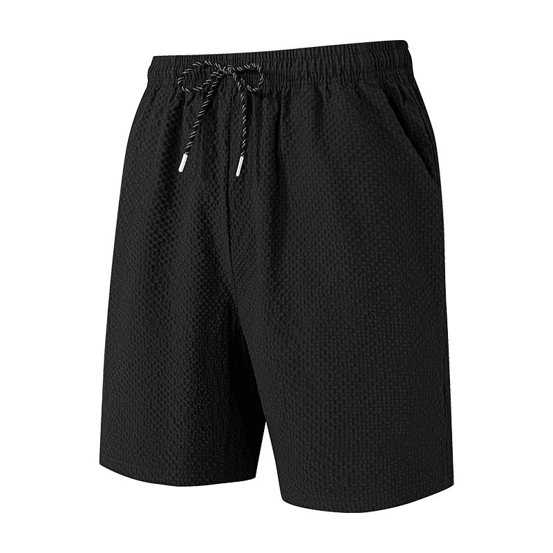 2026 Men's Seersucker Shorts Quick-Dry Cooling Summer Shorts Loose Fit Casual Beach Shorts with Drawstring for Outdoor Travel