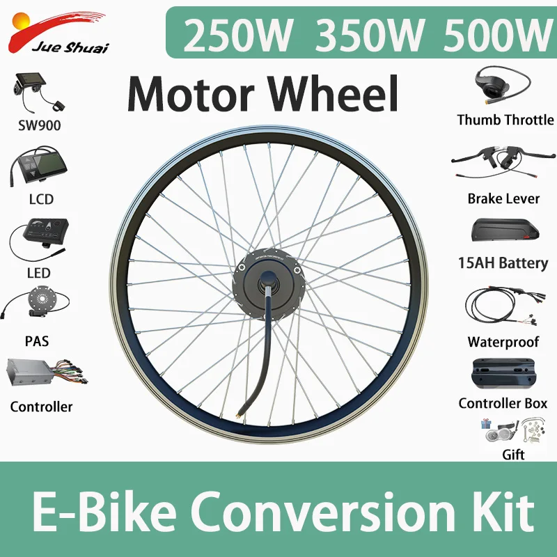 

250W-500W E-Bike Conversion Kit Front Motor Wheel 36V 15AH Battery E-Bike Conversion Kit Hub Motor Wheel Rated Speed 25-45KM/H