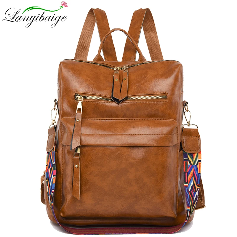 2023 New Women Backpack High Quality Leather Backpack Multifunction Shoulder Bags School Bags for Teenager Girls Bagpack Mochila