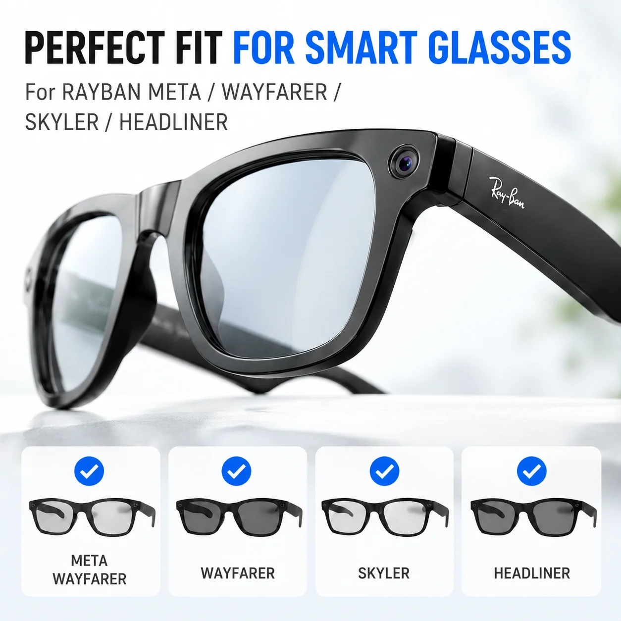 3PCS Smart Glasses LED Light Blocking Stickers Fit for RAYBAN META/ WAYFARER/ SKYLER Reusable Adhesive Eyeglass Camera Cover