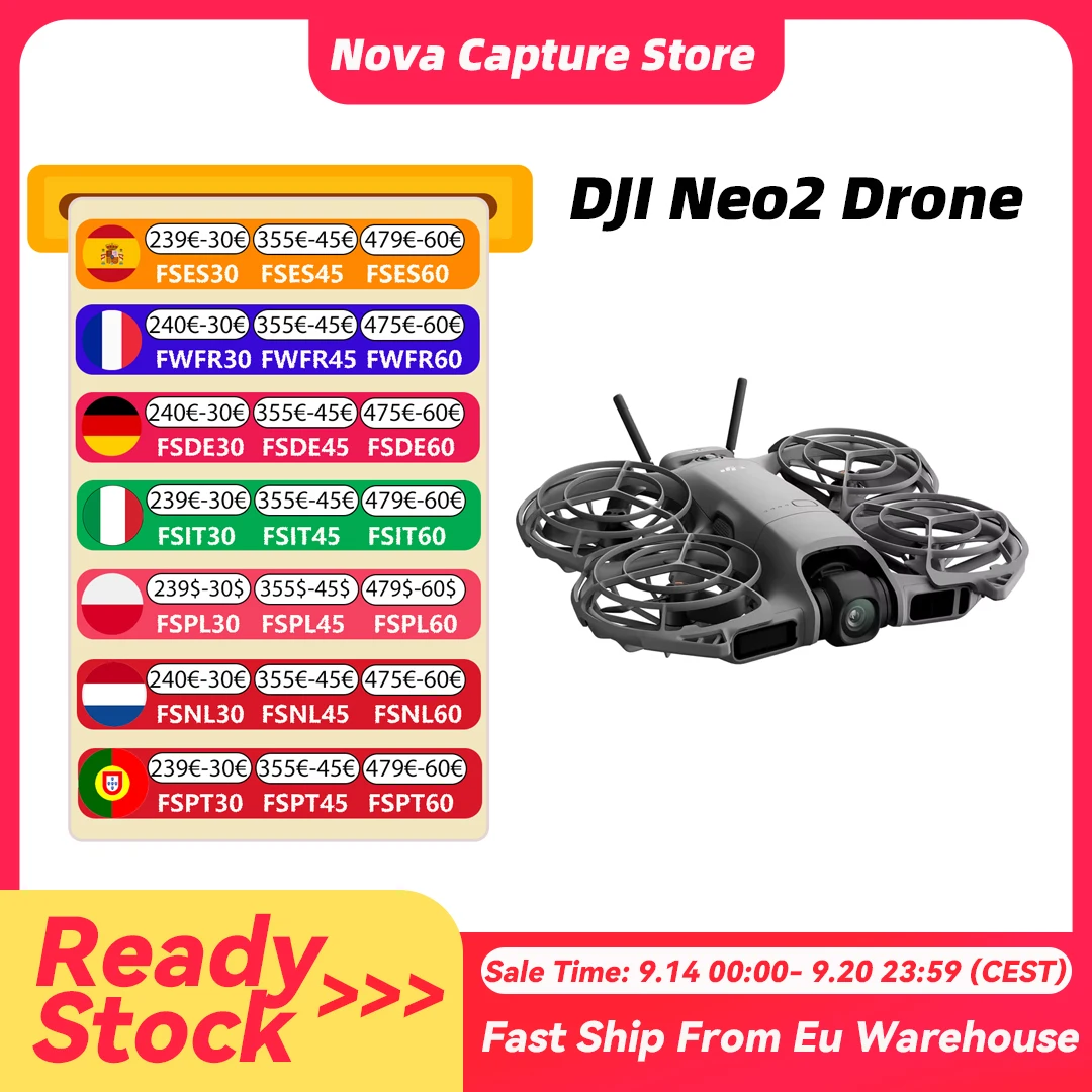 EU-Lagerbestand DJI Neo2 Drohne Flugkamera-Drohne 4K stabilisiertes Video 151g Leicht & Tragbar Vollständiger Propellerschutz Neo 2 C0