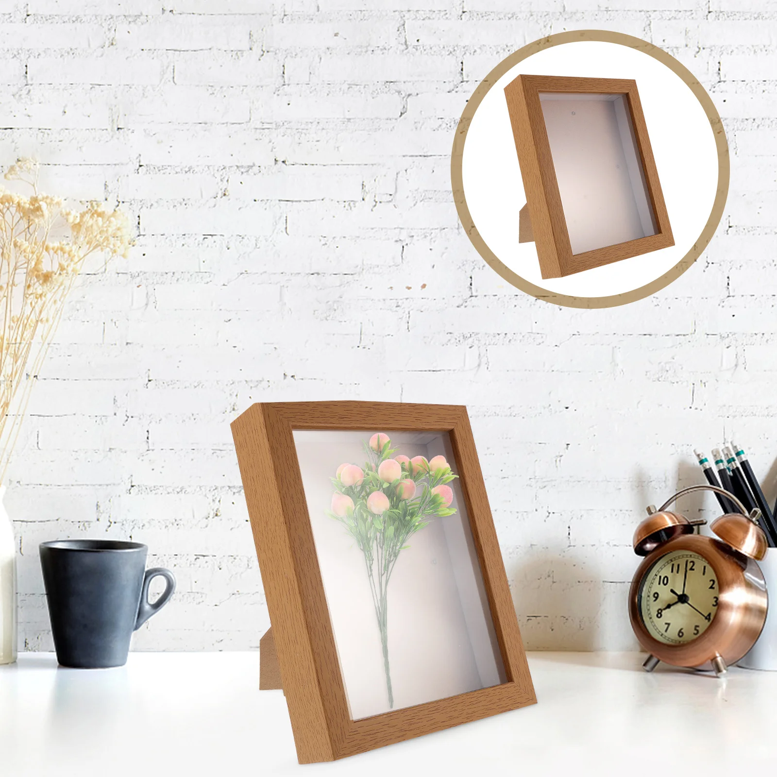 1 قطعة صندوق الظل إطار الصورة 8X10 بوصة المجففة زهرة عرض الحال بالنسبة Diy بها بنفسك عينة ديكور المنزل حامل إطار سطح المكتب #5