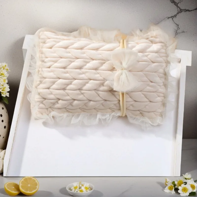 

Infant Photo Posing Set - Knit Pillow & Matching Headband - Newborn Photography Props for Girls (0-3 Months)