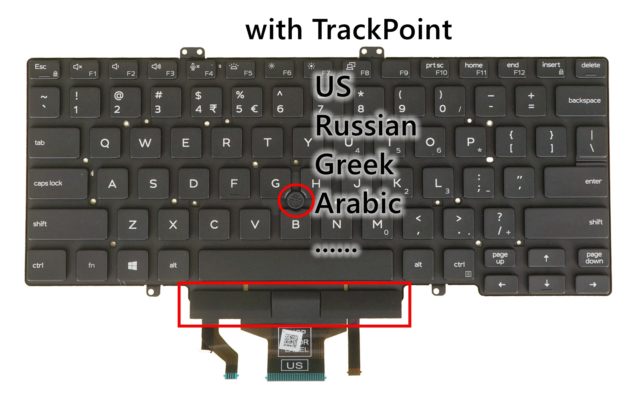 Teclado árabe griego ruso de EE. UU. Para Dell Latitude 5400 5401 5410 5411 (Y2019) 03J9FC 049VT0 03M0HY 015WV2 0HK0NN retroiluminado/No