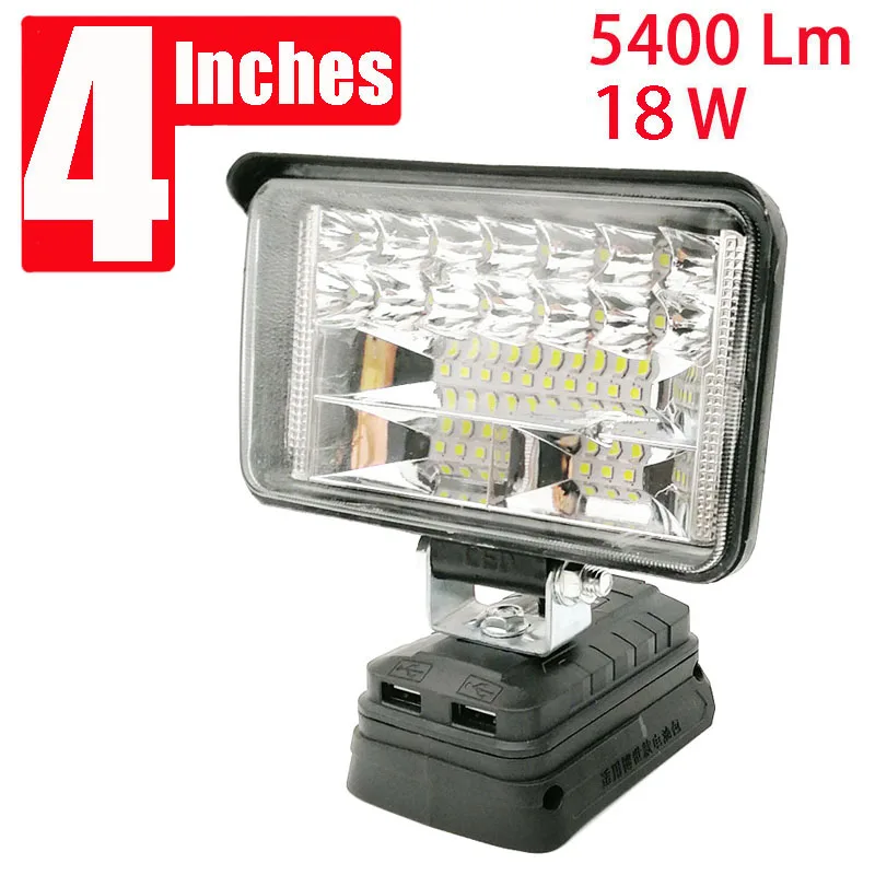 Luces LED de trabajo para coche, lámpara de Camping para Makita, DeWalt, Bosch, Milwauke, Lomvum, Zhipu, batería de iones de litio Jingmi, 4 pulgadas