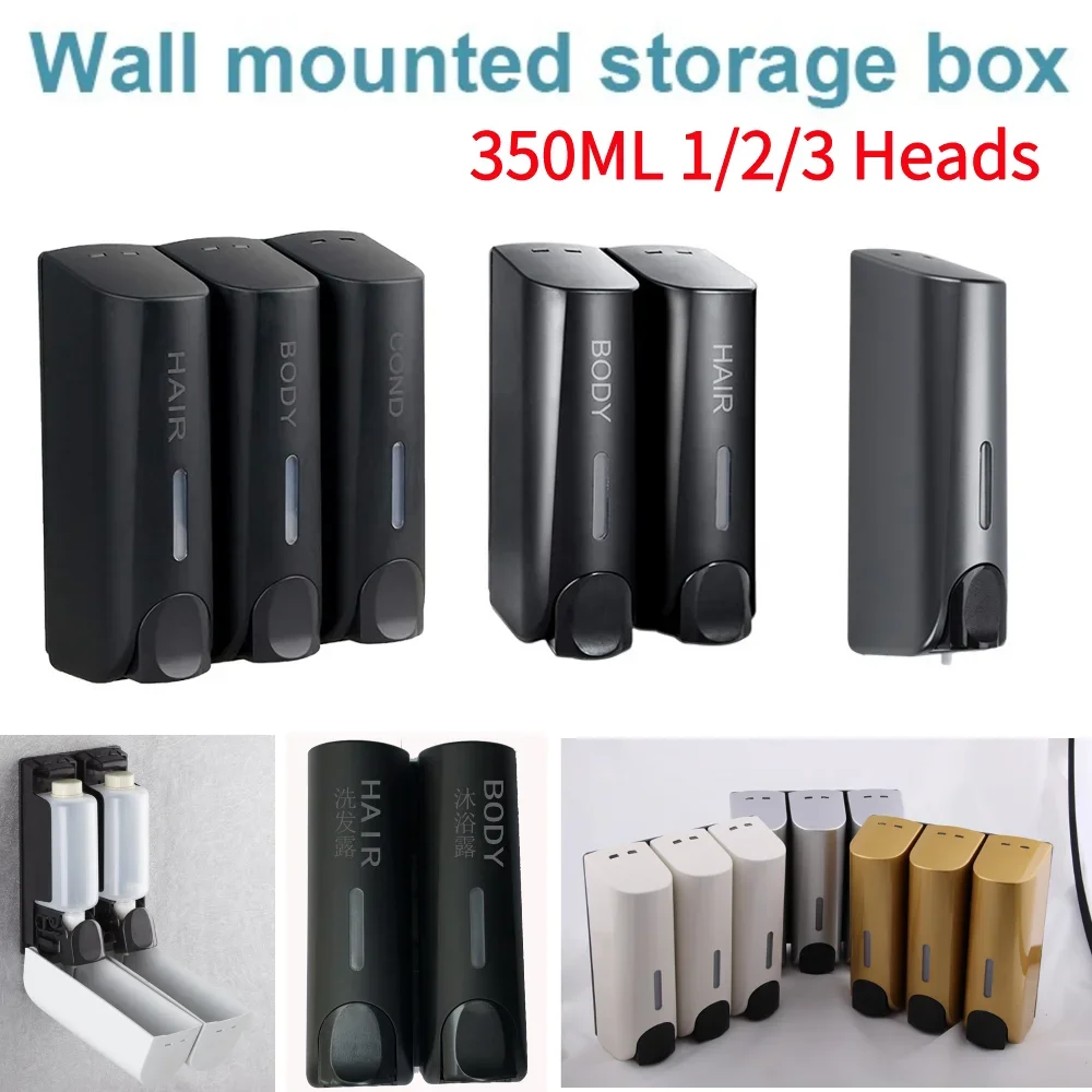 Triple 350ml Shower Bath Shampoo Dispenser Heat-Resistant Wall-Mount Shampoo and Conditioner Dispenser for Bathroom Accessories