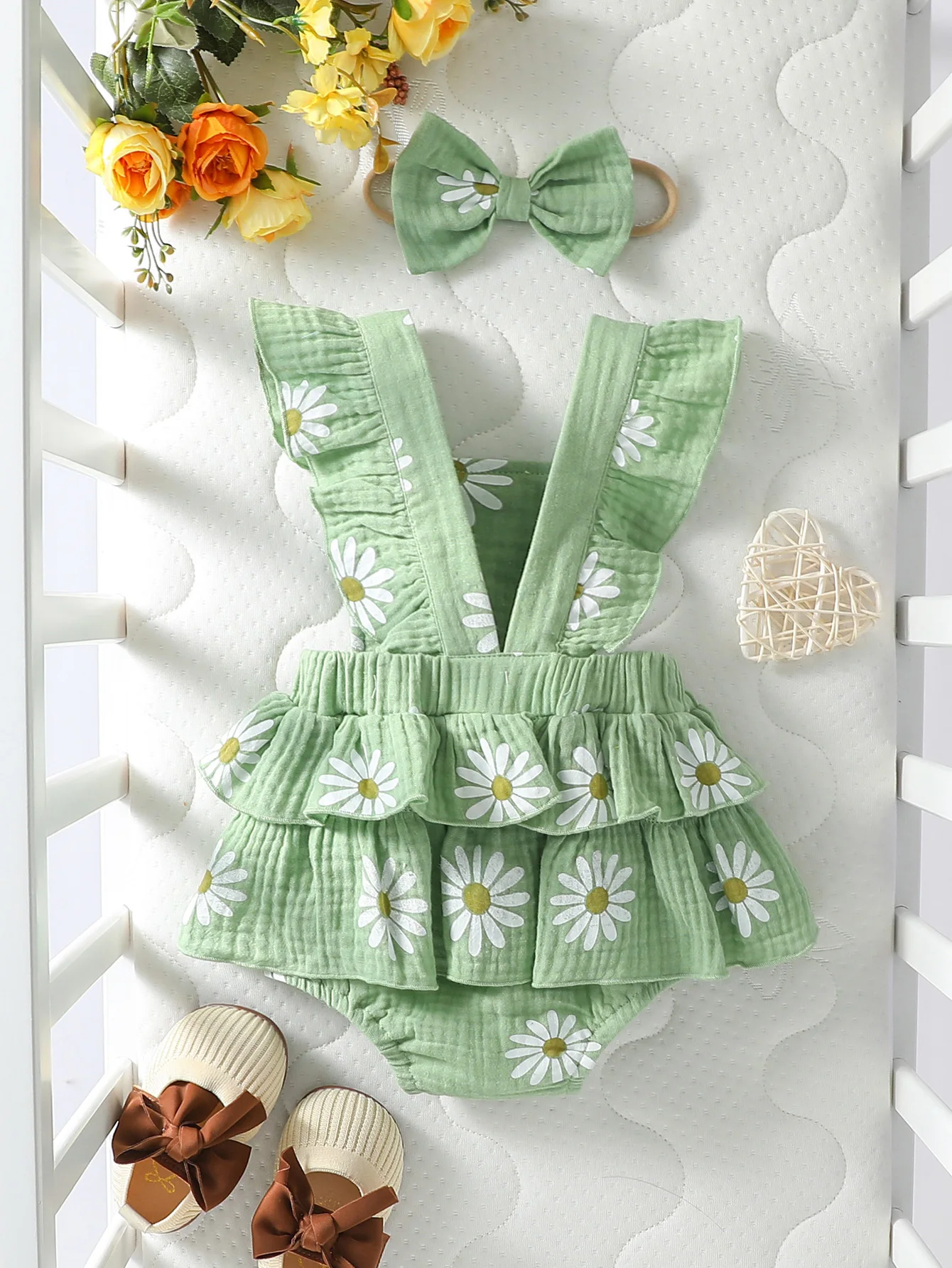 Baby's  Lovely Cute Girls Summer Sleeveless Printing Daisy  Japan&Korean Jumpsuits