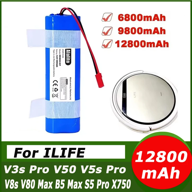 14.8V Battery 2800mAh/12800mAh Lithium Battery for ilife V5 V5s V50 V3 plus v3s pro Robot Vacuum Cleaner ilife v5s pro battery