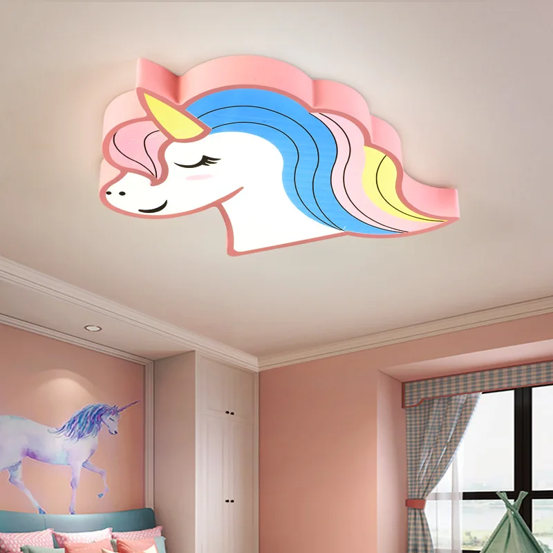 Unicorn kids room light led ceiling lights with remote control cartoon lampshade cute ceiling lamp deco child room ZM101909