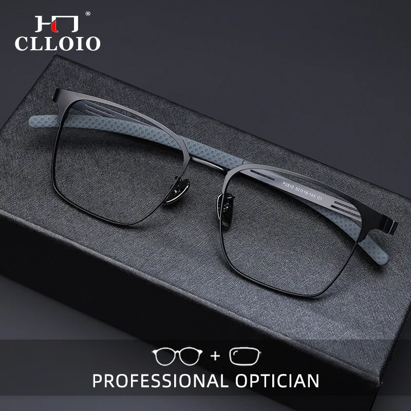 

CLLOIO Ultralight Vintage Screwless Titanium Reading Glasses Blue Light Blocking Myopia Glasses Progressive Prescription Eyewear