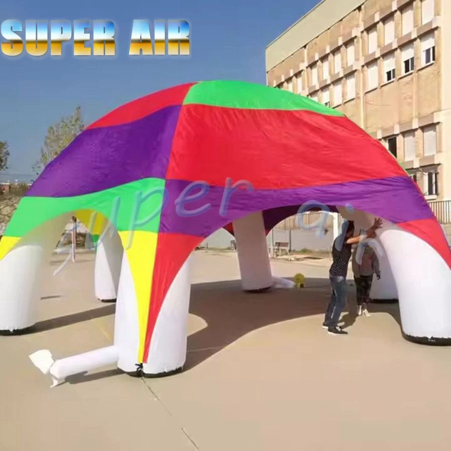 2025 colorful splice type inflatable dome tent customizable inflatable spider tent for outdoor activity