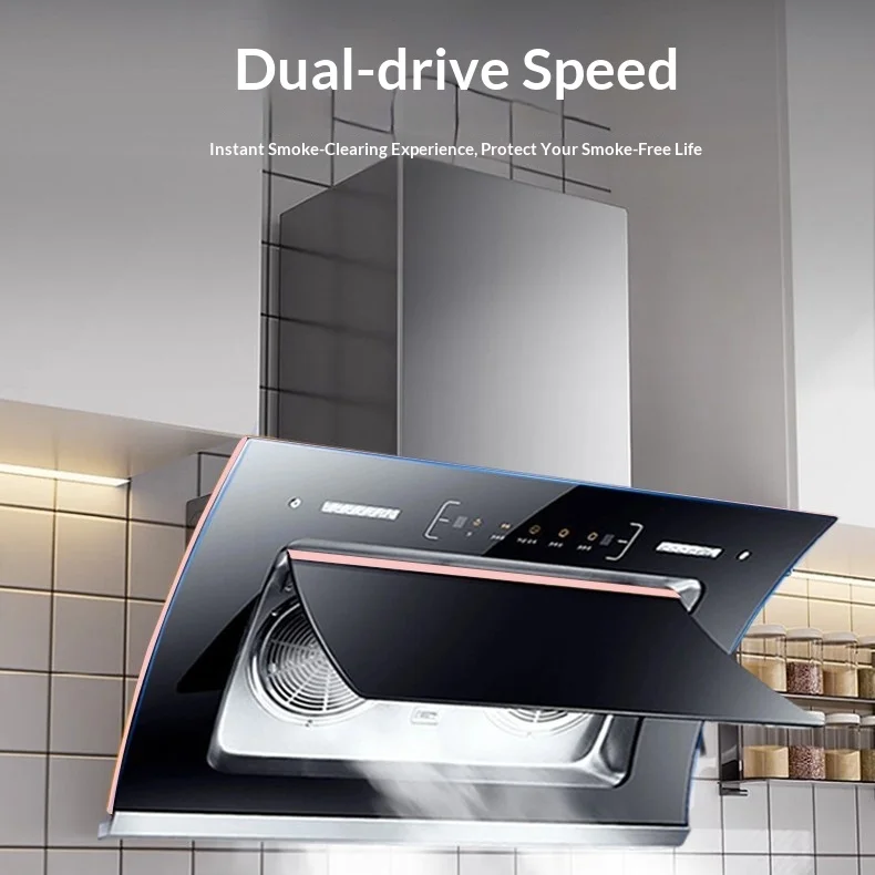 New Touch Voice Control Range Hood 50 Cubic Meters/Minute Airflow Top Side Double Suction for Kitchen Household Rental