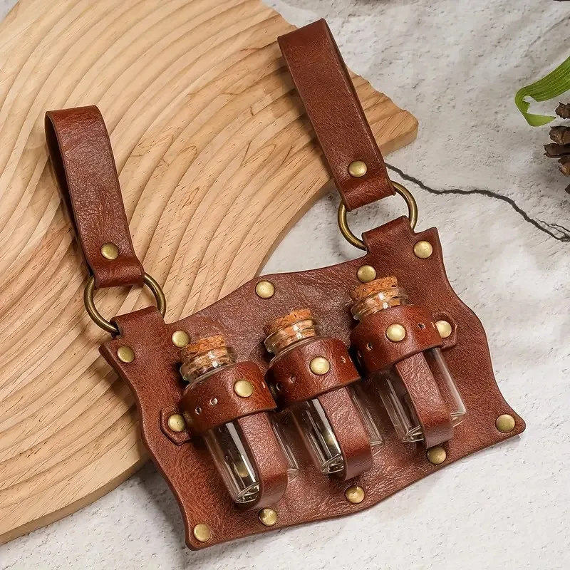 

Набор из 3-х бутылок для напитков в стиле средневековой фэнтези с кожаными держателями для косплея и аксессуаров для костюмов для взрослых