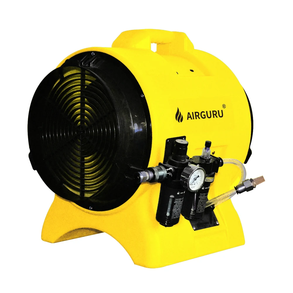 

12inch 300mm Puraero Pneumatic air Motor Roto Plastic Axial Typhoon Blower Portable Fan air Mover for Industry With Duct Hose