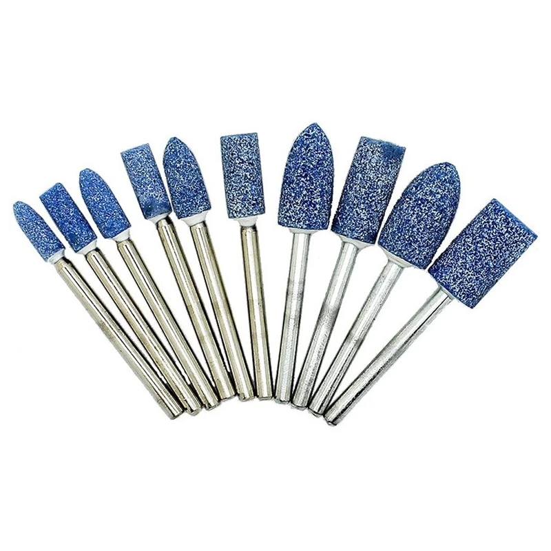 100 pz di 3MM Pole 4-10Mm blu lucidatura testa di molatura Set di punte per trapano in pietra abrasiva per incisione taglio lucidatura