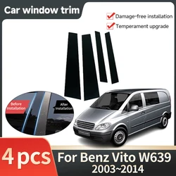 Car Window Trim Covers for Mercedes-Benz Vito W639 Viano Valente V-Class 2003~2014 Pillar Posts Stickers Decal Accessories Tools