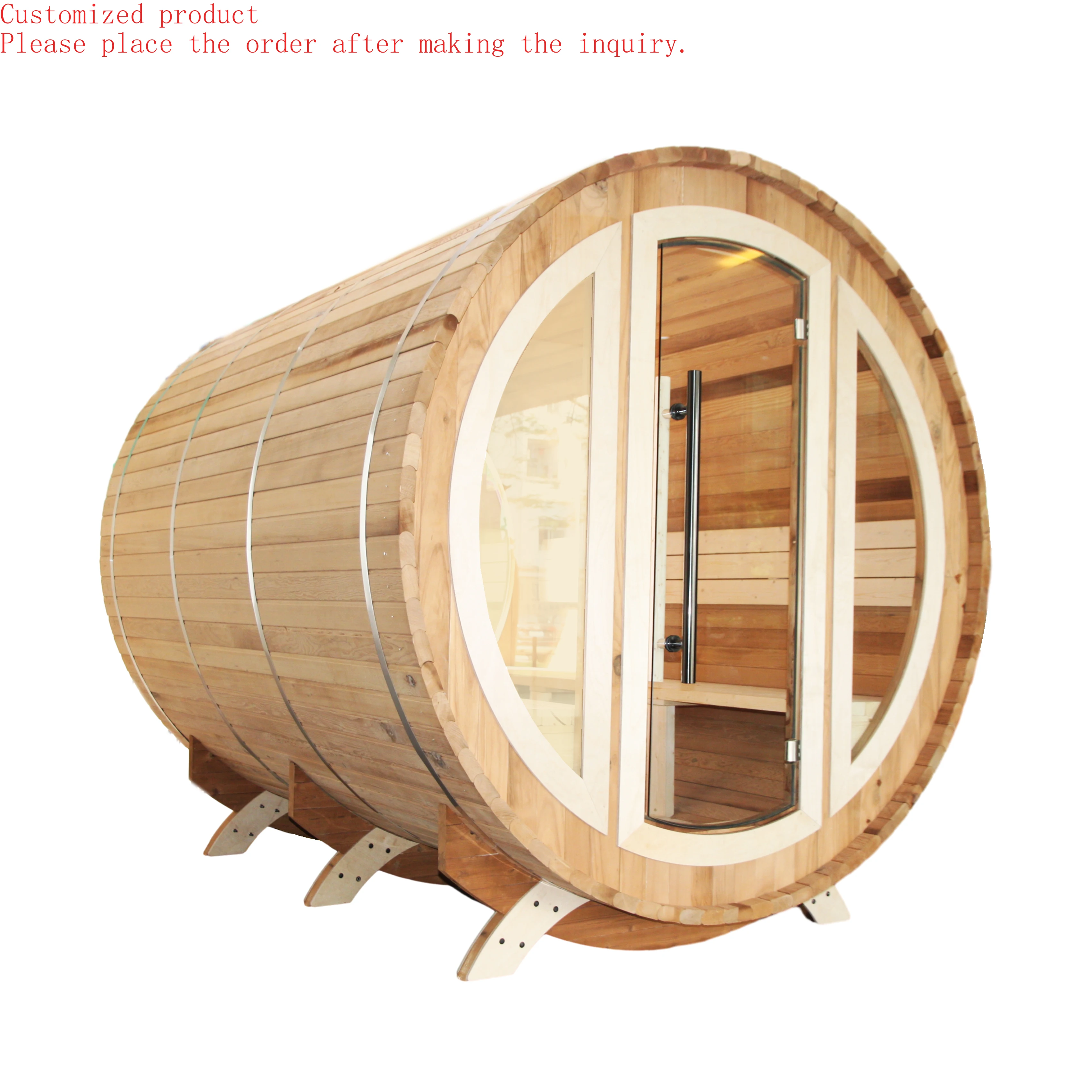 

Customization.Factory Wholesale Competitive Price Red Cedar Dry and Steam Sauna Outdoor Sauna Room Barrel Sauna