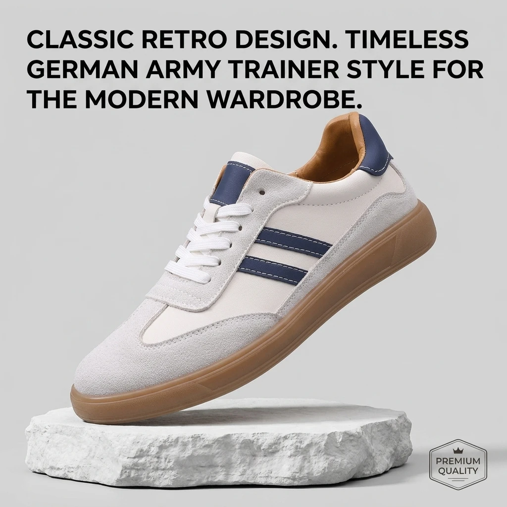 German Army Trainers Men's GAT Sneakers Nubuck Leather Casual White Shoes Comfortable Anti-slip Rubber Sole Walking view 4
