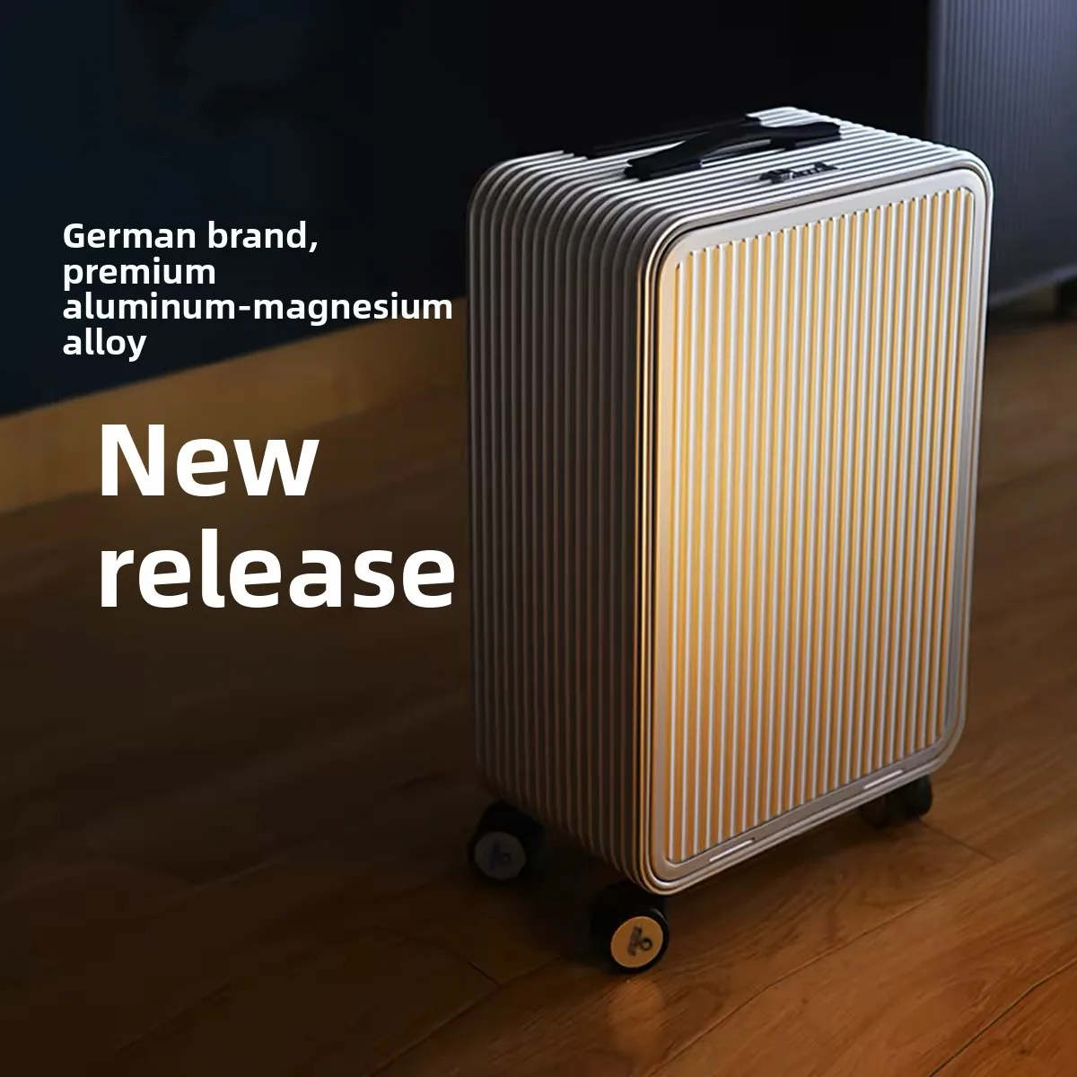 

COLENARA Rolling Suitcase Men's All Aluminum Magnesium Alloy Trolley Case 17"20"24Inch Front Opening Boarding Box Cabin Luggage