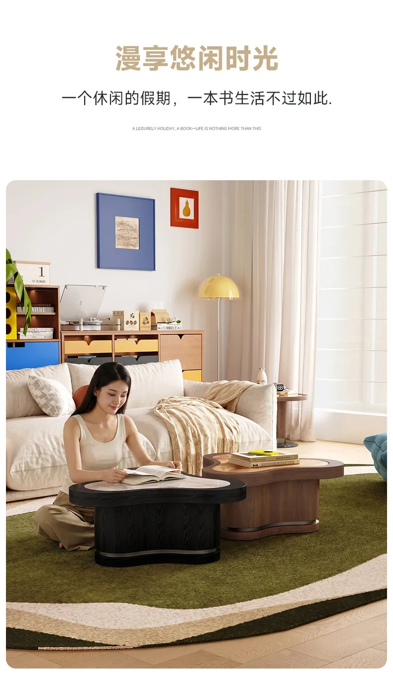 CX , small apartment household Italian minimalist medium and ancient style high-end coffee table combination