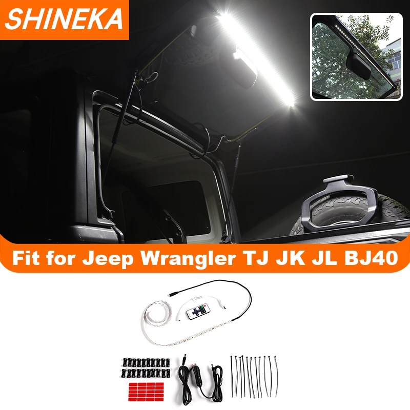 Car Tailgate Rear Glass Lift Gate LED Light Bar with Remote Control for Jeep Wrangler TJ JK JL 1997-2024 Interior Accessories