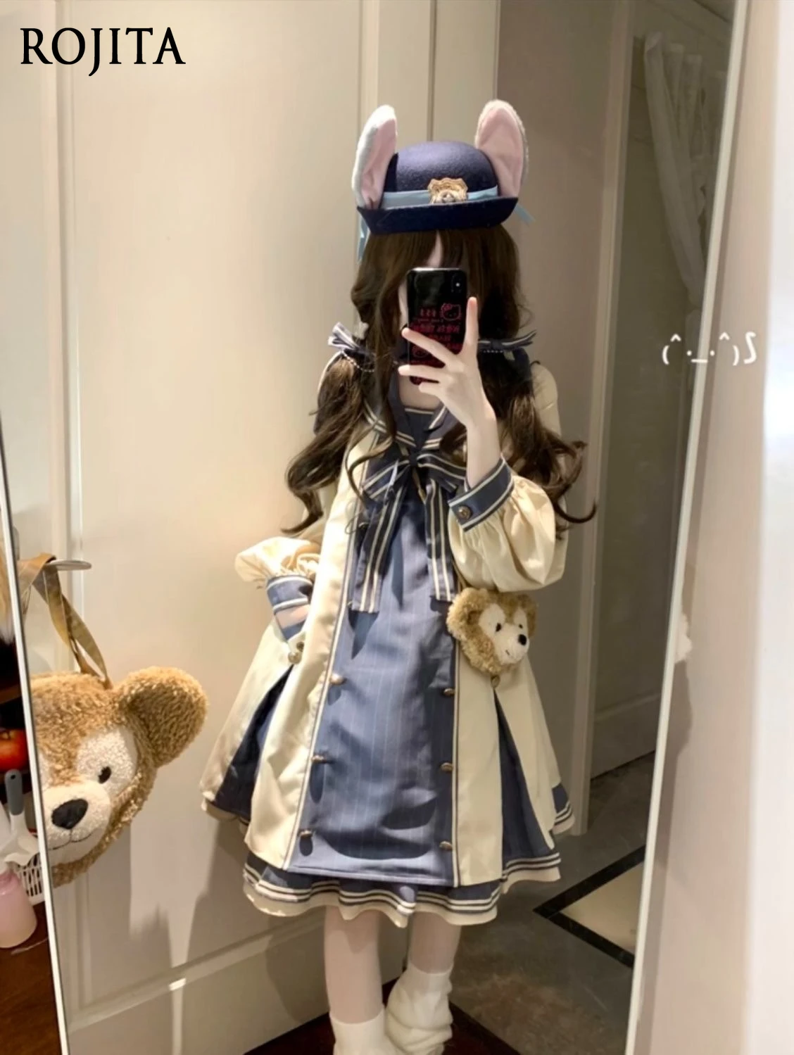 

Autumn and Winter New Sweet Loli Lolita Dress Women Bubble Long Sleeve Contrasting Color Splicing Dress Loose Tutu Dress