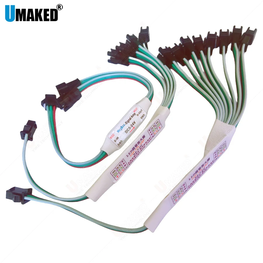

Mini TTL Signal LED Amplifier Repeater for WS2811 WS2812B SK6812 3Pin Addressable RGBIC LED Strip String Module 1 TO 2/4/8 DC5V