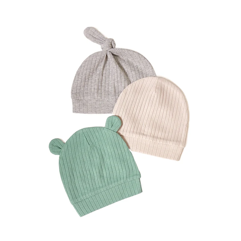 3PC/SET 0-6M Newborn Baby Hat  Cotton Bonnet Baby Beanie For Girls Spring Soft Infant Cap Boy Toddler Accessories Gift