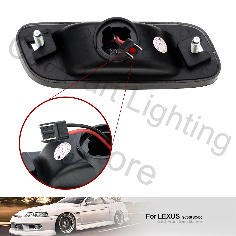 2PCS Led Front bumper Side Marker Lights For 1992-2000 Lexus SC300 SC400 turn signal light
