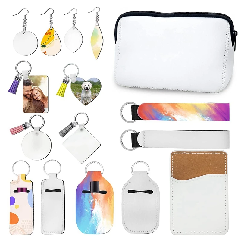 

Sublimation Blanks Products, Including Earring, Keychain Blanks, Makeup Bags,DIY Sublimation Heat Transfer Craft