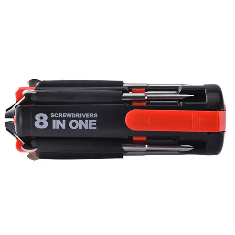 

Outdoor mini portable 8-in-1 multifunctional screwdriver cross slotted screwdriver with LED light manual combination tool