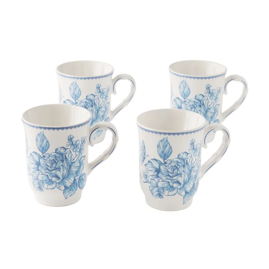 Agatha 12-Ounce Stoneware Mugs Blue Set of 4