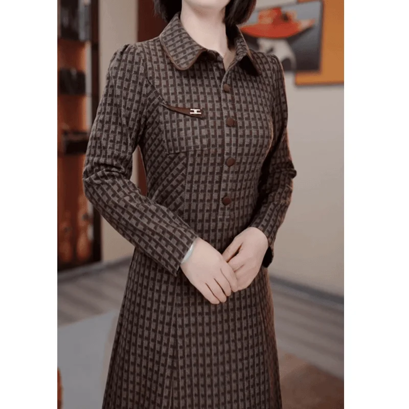 Improved Cheongsam for Autumn Stylish New Style for Middle-aged and Elderly Women's Clothing Autumn Style and Stylish Dresses