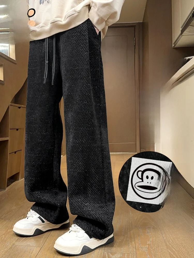 

PaulFrank Fce Lined Casual Pants Men's Spring Autumn Loose Straight Leg Pants Youthful Energy Sle Polyester Fiber