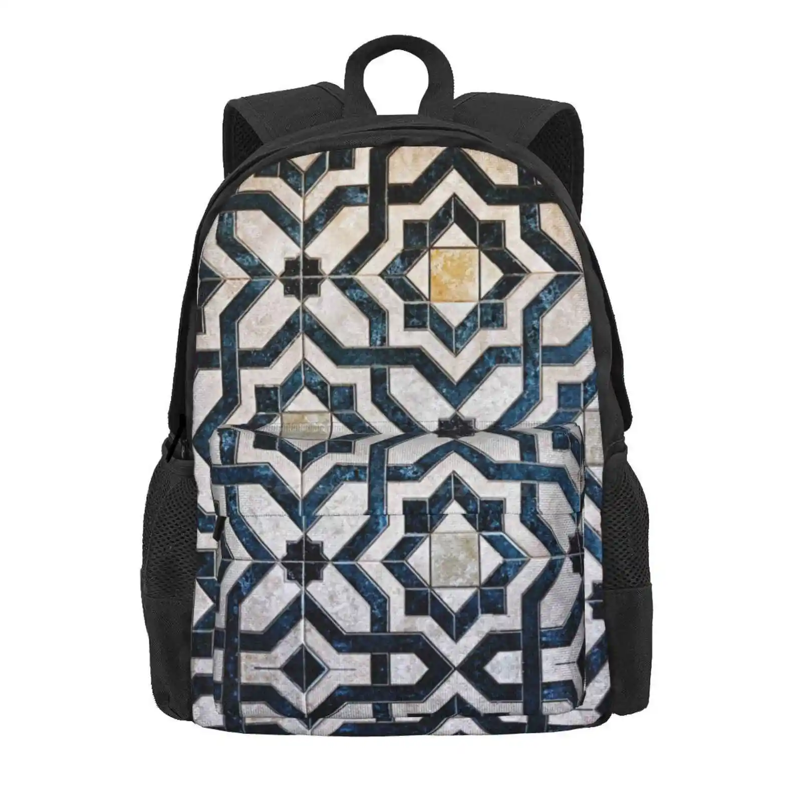 Patio De Pablo Hot Sale Schoolbag Backpack Fashion Bags Tile Abstract Moorish Granada Spain Spanish Floor Geometric Morocco