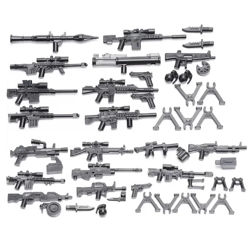 Modern Military Weapons Figures Parts Guns Moc Block Swat Police Accessories Compatible Model Building Kits Kids Education Toys