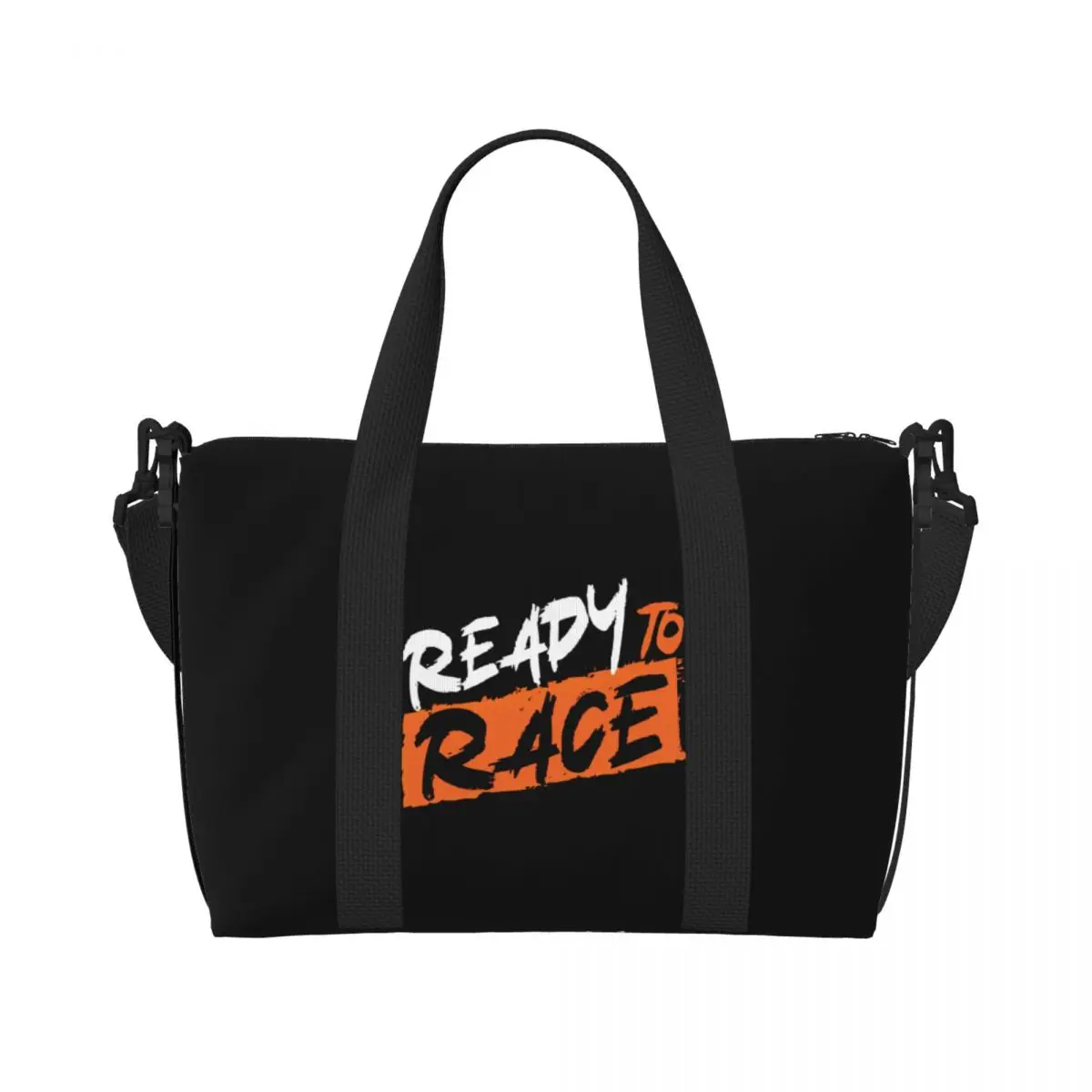 Custom Ready To Race Tote Bag Women Large Capacity Motorcycle Rider Racing Sport Beach Gym Shoulder Travel Bag