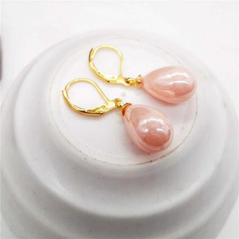 Women's 10X14Mm White Pearl Stud Drop Earrings Gold Earring Charm Jewelry of Wedding Gift