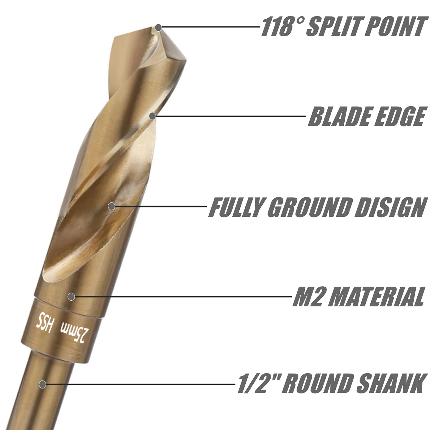 Versery 13-35mm 12.7mm Round Shank Reduced 1/2'' Twist Drill Bits Cobalt Hss Hole Saw  Wood Iron Stainless Steel Aluminum