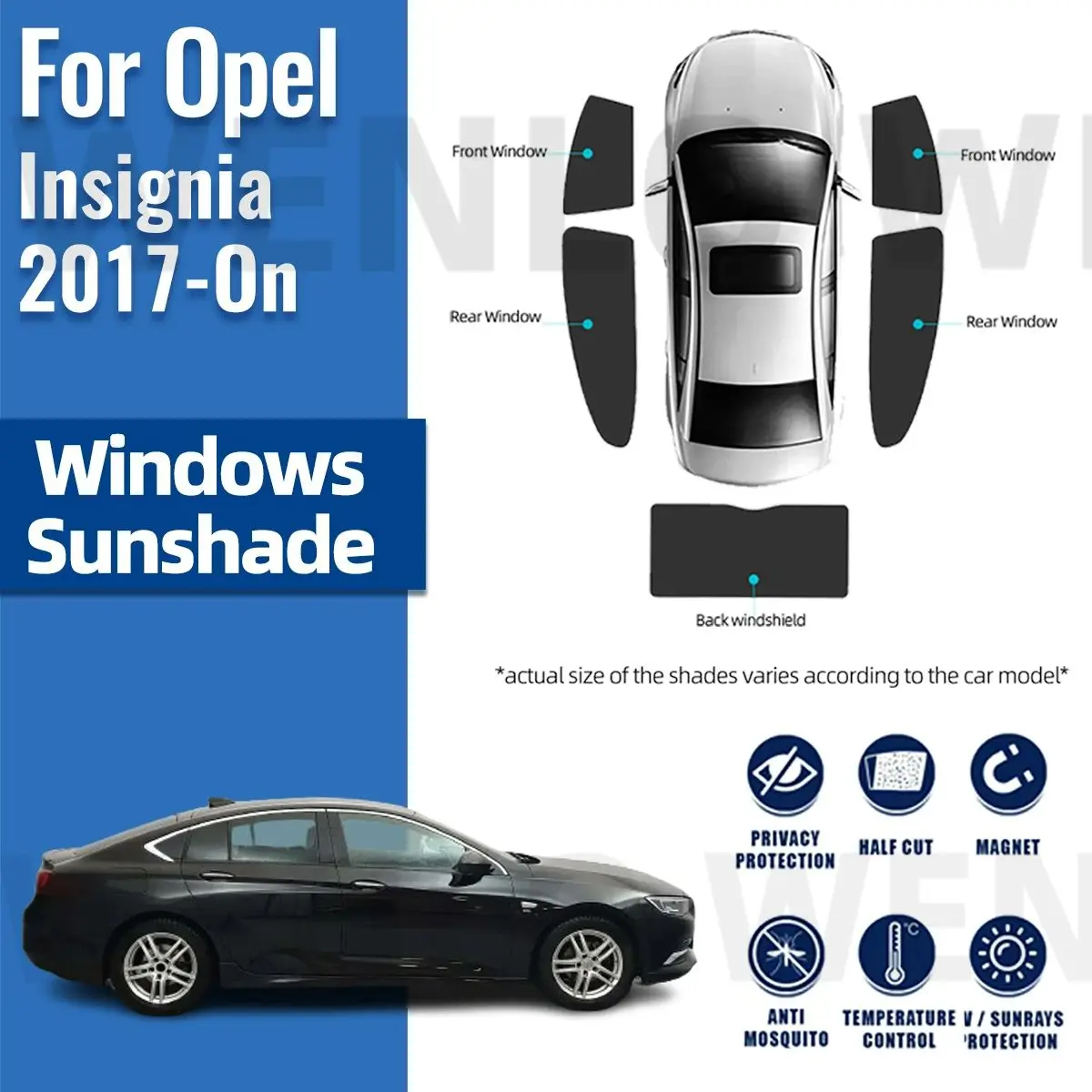 For Opel Insignia 2017-2023 2024 Magnetic Car Sunshade Visor Front Windshield Curtain Rear Side Baby Window Sun Shade Shield