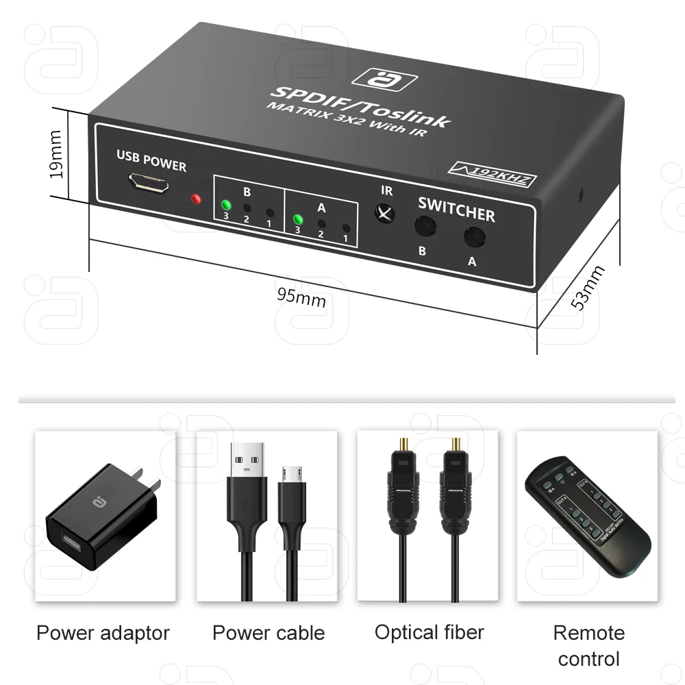 Matrix Switcher 3x2 Toslink SPDIF Splitter 3 In 2Out Support PCM DTS AC3 Adapter Converter For PS4 TV Box PC Amplifier Projector