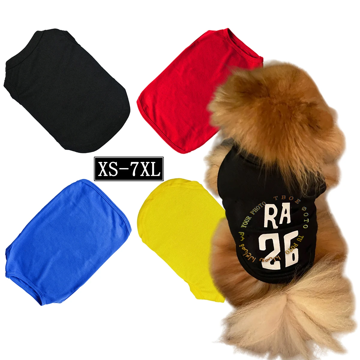 1 Pc OEM Dog Vest Outfit Customized Cool Sport T-shirt Pet Tank Top Breathable Apparel Photo Print Relaxing Dog Hair Accessories