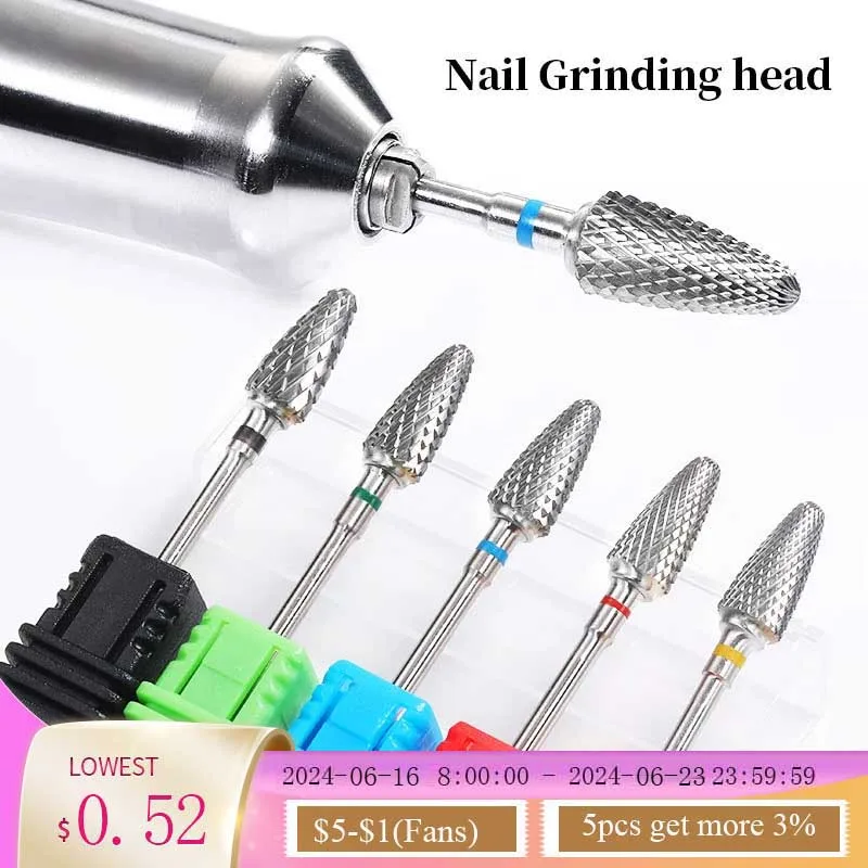 Tungsten Steel Milling Cutter Manicure Nail Drill Bits Electric Nail Files Pink Grinding Bits Mills Cutter Burr Accessories