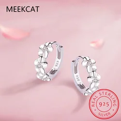 Fashion Child 925 Silver Zirconia Cute Three Rose Flower Hoop Earring Girl Women Beautiful Huggies Earring Jewelry Anti-Allergic