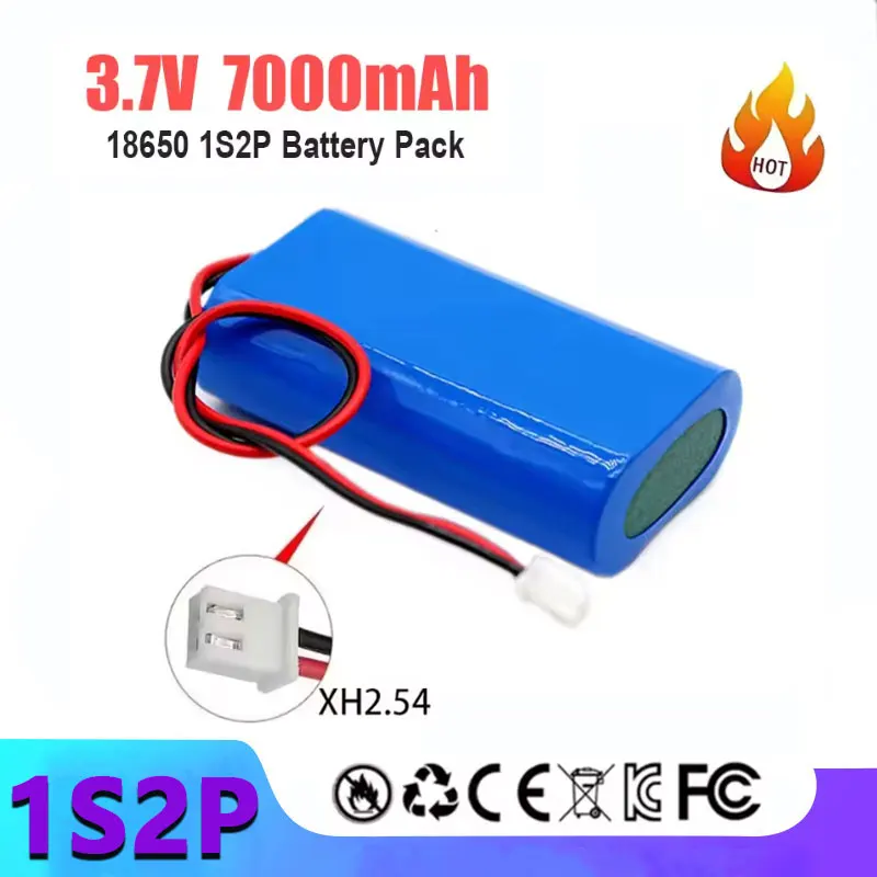 

3.7V 18650 lithium battery pack 7000mAh Rechargeable battery pack,monitoring equipment, protection board+XH2.54-2P Plug