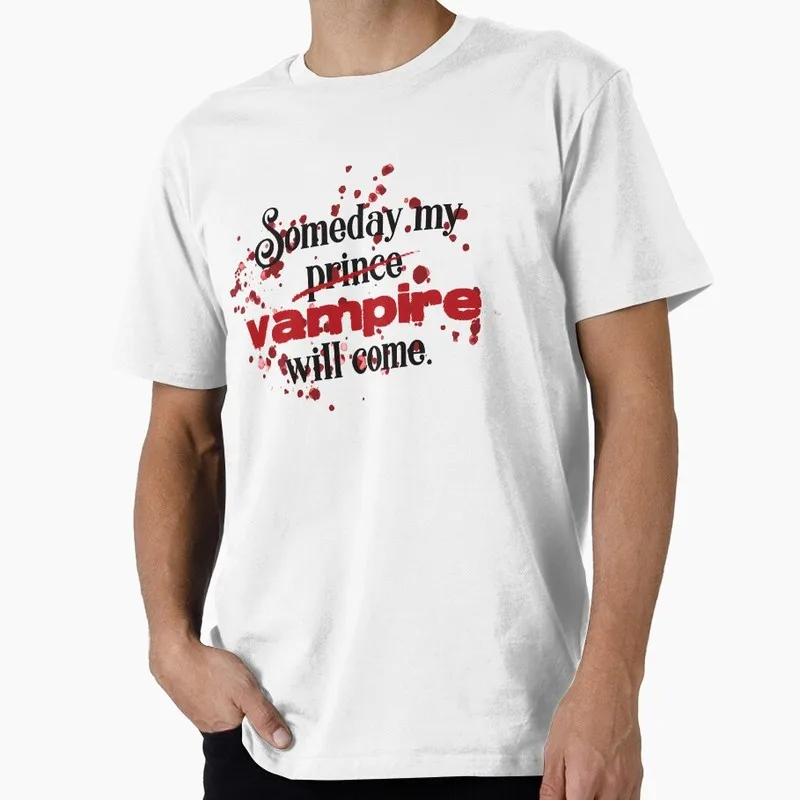 Bravery Lively Strong Good Someday My Vampire Will Come Retro The Vampire Diaries Graphic T‑Shirt Short Sleeve Casual Tee Tops