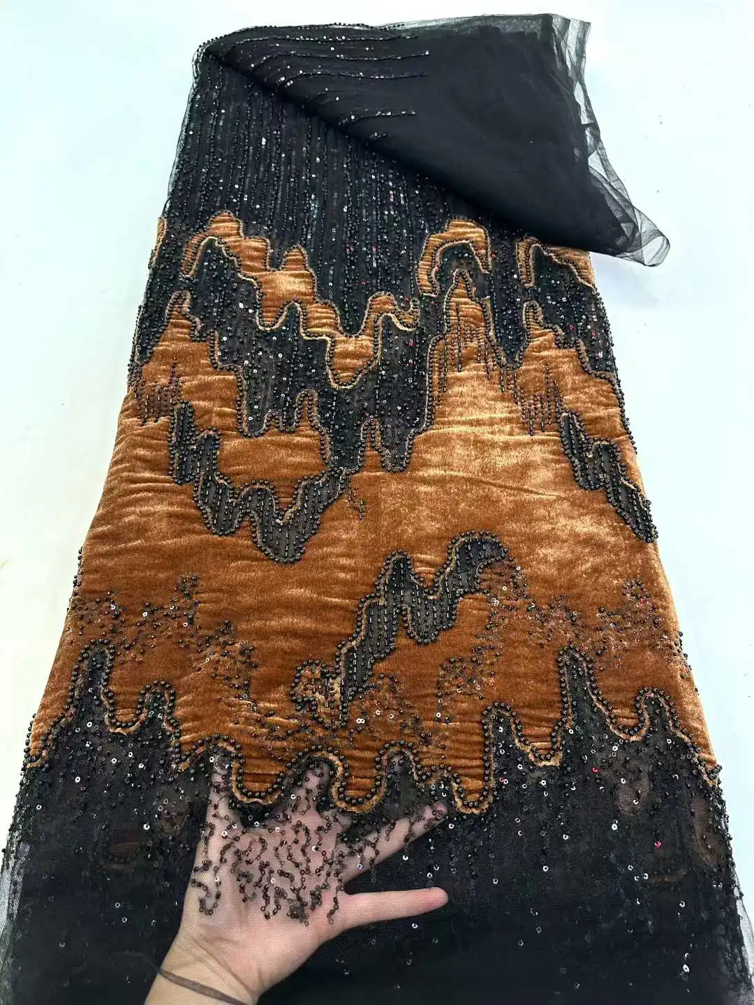 

Роскошная африканская кружевная ткань 2021, высокое качество, кружевная ткань с блестками и бусинами для нигерийской свадьбы, французская бархатная кружевная ткань XC58HN24