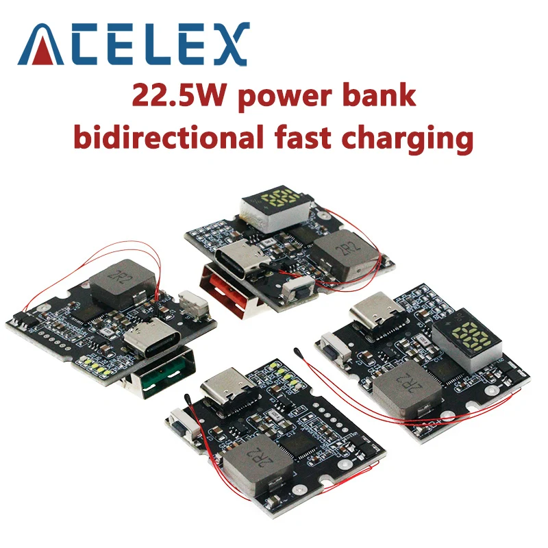 22.5W Power Bank Bidirectional Fast Charging Mobile Power Module Circuit Board With Digital/Light Type-C USB Suppor PD/QC3.0 2.0