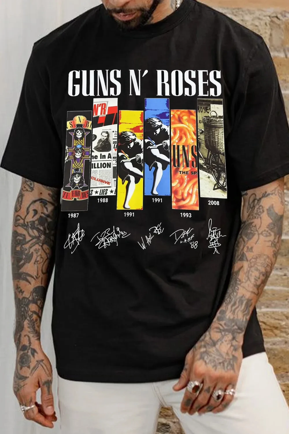 2026 Guns N' Roses Band T Shirt Mens Womens Cotton Tees Ummer Casual Short Sleeve Round Neck Clothing Loose Tops Trend